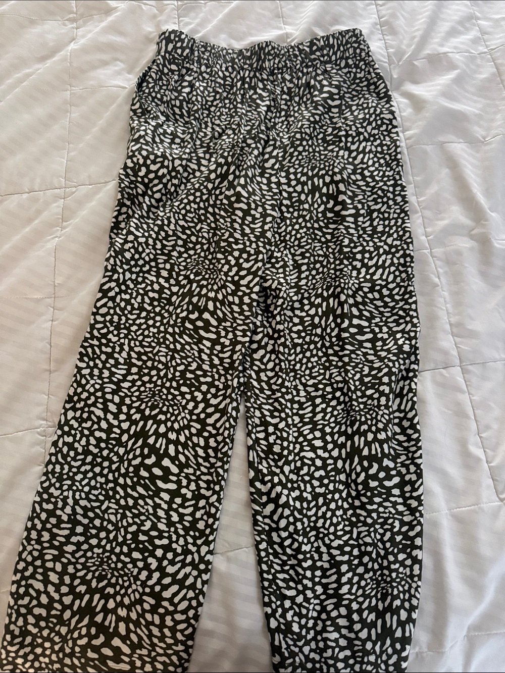LOFT Green Abstract Print Wide-Leg Pants
